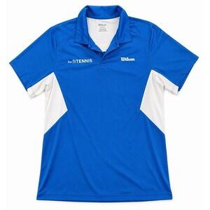Wilson Tennis Polo Shirt Mens Medium Blue NCAA Performance Athletic Golf Shirt
